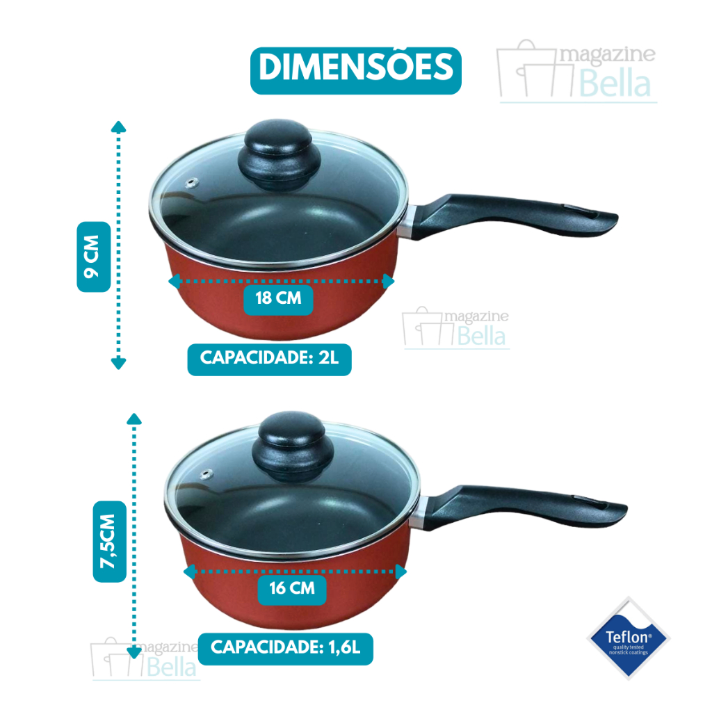 Conjunto de Panelas Antiaderente 6 Peças ...